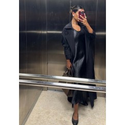 Black Trench Coat & Dress Set