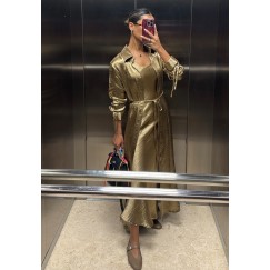 Golden Brown Belted Shirt with Dress Set