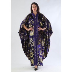 Silk Velvet Embroidered Butterfly Cut Kaftan