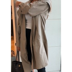 Hooded Khaki Trench Jacket