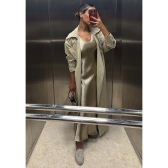Taupe Trench Coat & Dress Set