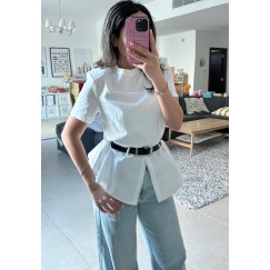 Padded Belted Top in White