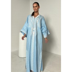 Baby Blue Embroidered Moroccan Kaftan
