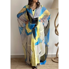 Blue Mosaic Kaftan Set