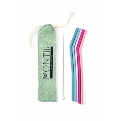 Pastel Rainbow Mellow Silicone Straw Set