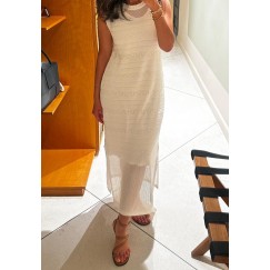 Mesh Summer Dress in White