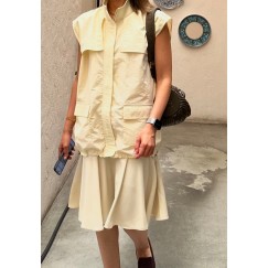 Butter Milk Sleeveless Jacket 