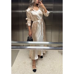 Light Gold Belted Shirt with Dress Set 