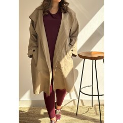 Hooded Khaki Trench Jacket