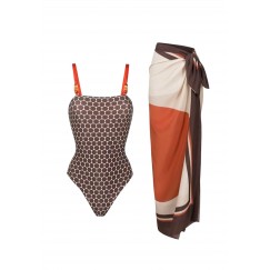 Multi Color Nudish Swimsuit Set 