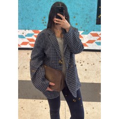 Navy Blue Check Blazer 