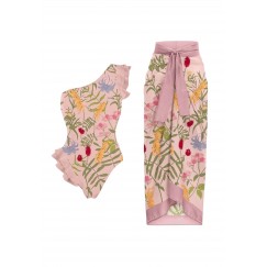 Multi Color Pink Swimsuit Set