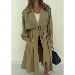 Hooded Khaki Trench Jacket