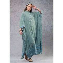 Blue Maxi viscose Kaftan with Hair Crown