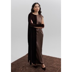 Brown Velvet And Silk Kaftan 