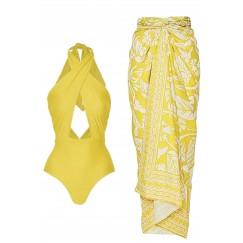 Yellow Set of Swimsuit & Coverup