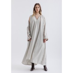 Grey Trimmed Leather Kaftan