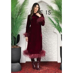 Burgundy Feather Gown 