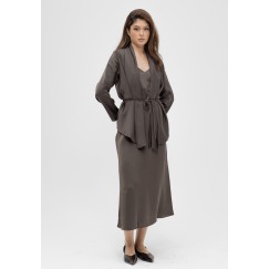 Silk Dress with Blazer in Brown