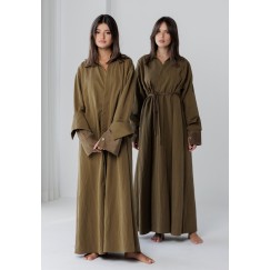 Olive Warp Belted Kaftan