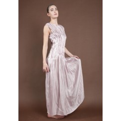 Pink Gathered Satin Dress
