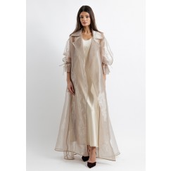 Creamy Organza Trench with Satin Dress 