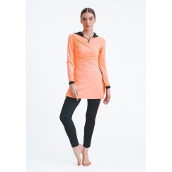 Black & Coral Islamic Swimsuit 