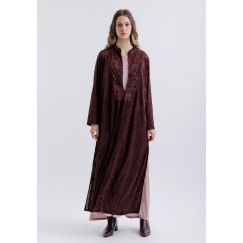 Burgundy Velvet Layered Kaftan