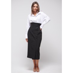 Black Buttoned Pencil Skirt 
