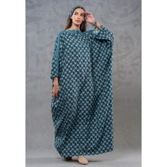 Blue Maxi viscose Kaftan with Hair Crown 
