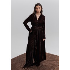 Brown Fitted Waist Jacket and Pants Set