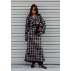 Black Checked Skirt and Shirt Set