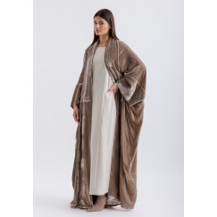 Taupe Velvet kimono Bisht