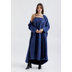 Midnight Blue Suede Bisht Set