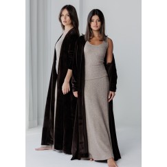 Brown Knit Velvet Set 