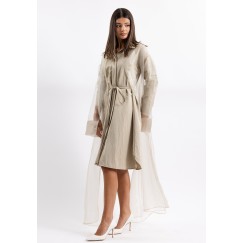 Beige Organza Shirt Dress Set 