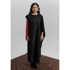 Black Suede Kaftan with Gloves Set