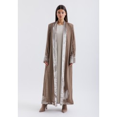 Taupe Velvet long Blazer