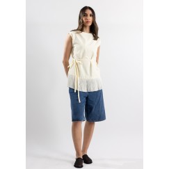 Butter Milk Top with Fringe Hem