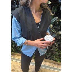 Oversized Shirt with Attached Vest