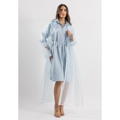 Baby Blue Organza Shirt Dress Set