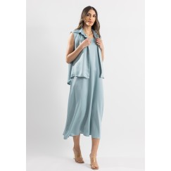 Baby Blue Silk Dress & Vest Set