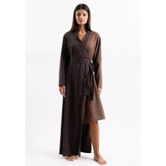 Brown Half Suede & Checkered Kaftan 