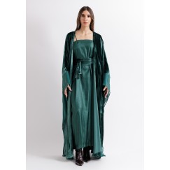 Emerald Green Velvet Belted Bisht Set