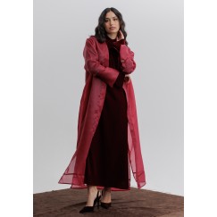 Maroon Velvet Dishdasha with Jazar Bisht 