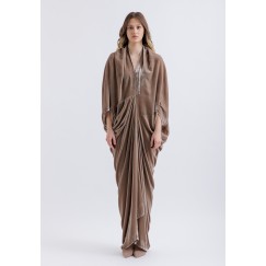 Taupe Asymmetrical Velvet Dress