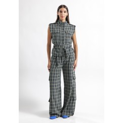 Multi Colored Check Utility Vest 