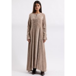 The A Line Beige Dress with 4 Star Buttons