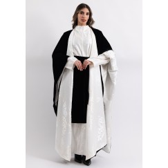 Off-White Velvet and Silk Reversible 3 Piece Bisht Set