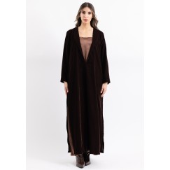 Chocolate Brown 2 Piece Velvet and Silk Kaftan